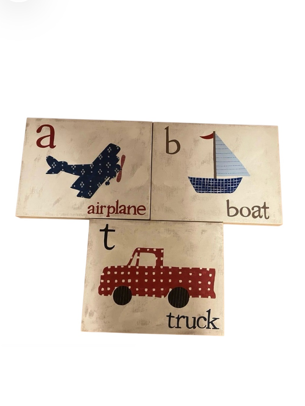 Pottery Barn Canvas Kids Wall Decor Set of 3